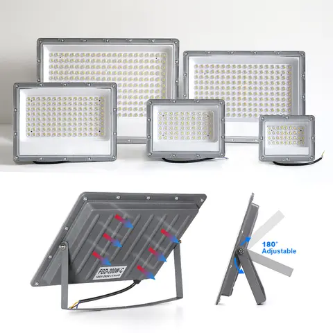 50W 100W 200W 300W 500W LED 투광등 실외 IP66 방수 220V 반사판 LED 정원 조명 가로등 벽 투광등