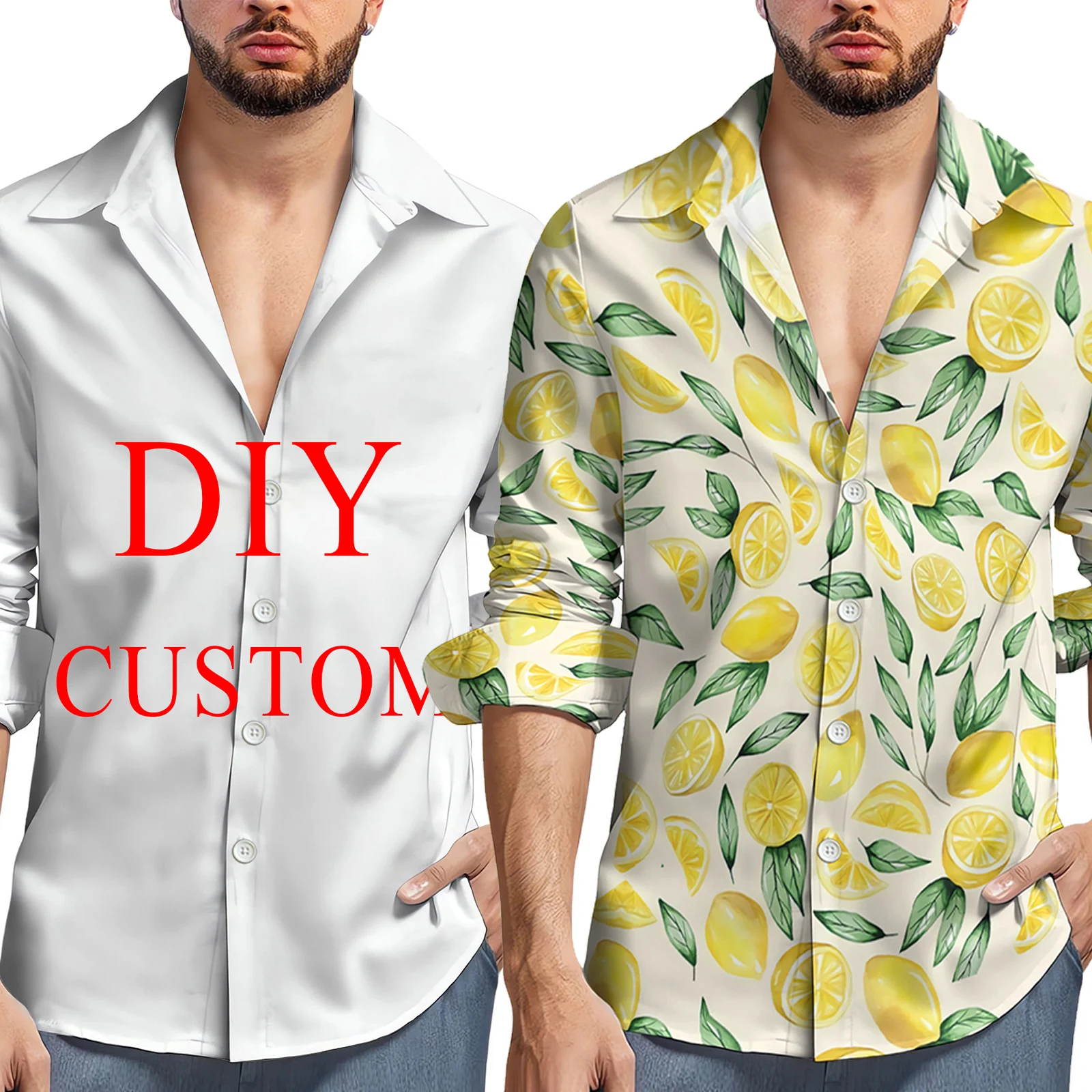 HX Fashion Men's Shirts DIY Costom 3D Printed Long Sleeve Shirt Casual Men Clothing Send Your Own Picture Dropshipping