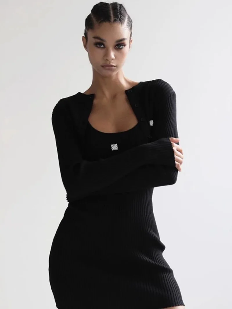 

American Sle Spicy Girl на одной пуговице, круглое трикотажное пальто в рубчик, повседневное пальто с талией, топ для женщин