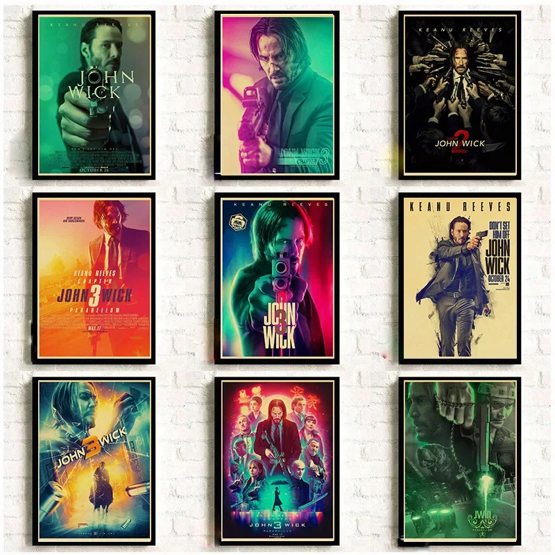 Classic Movie John Wick Vintage Posters Kraft Paper Art Prints Home Room Bar Wall Decorative Painting Wall Stickers