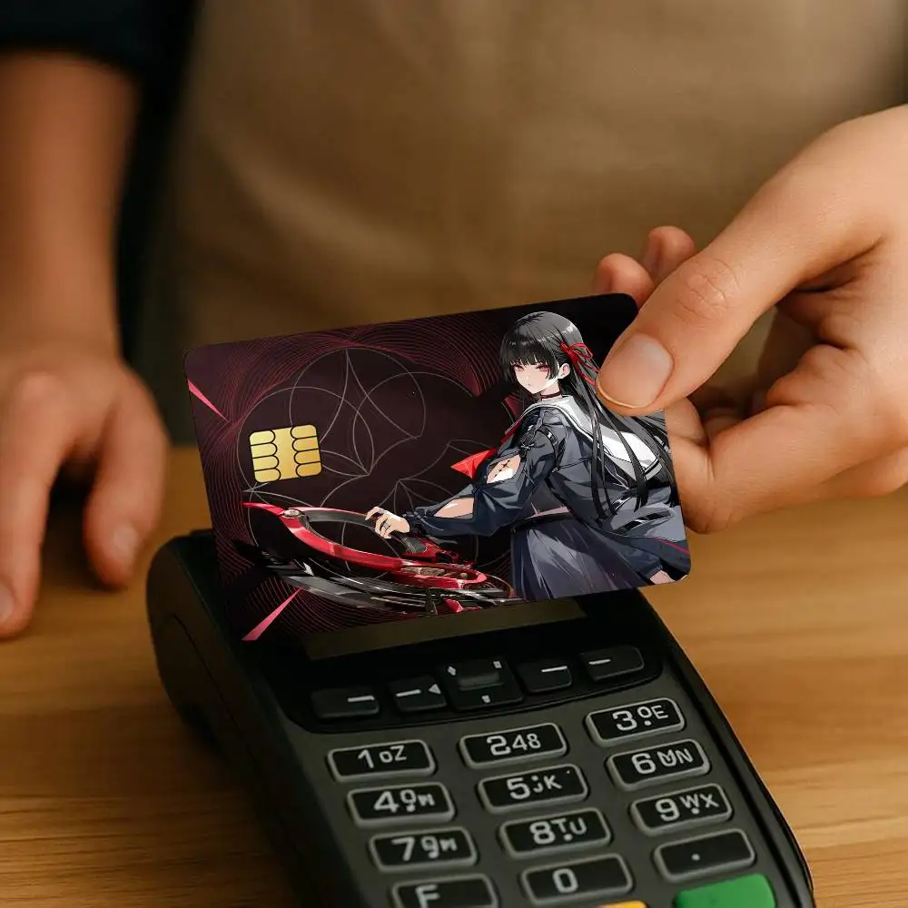 Game Wuthering Waves Chisa Credit Card Stickers Skin For Bank Bus Metro 4PCS Cover Film Gift