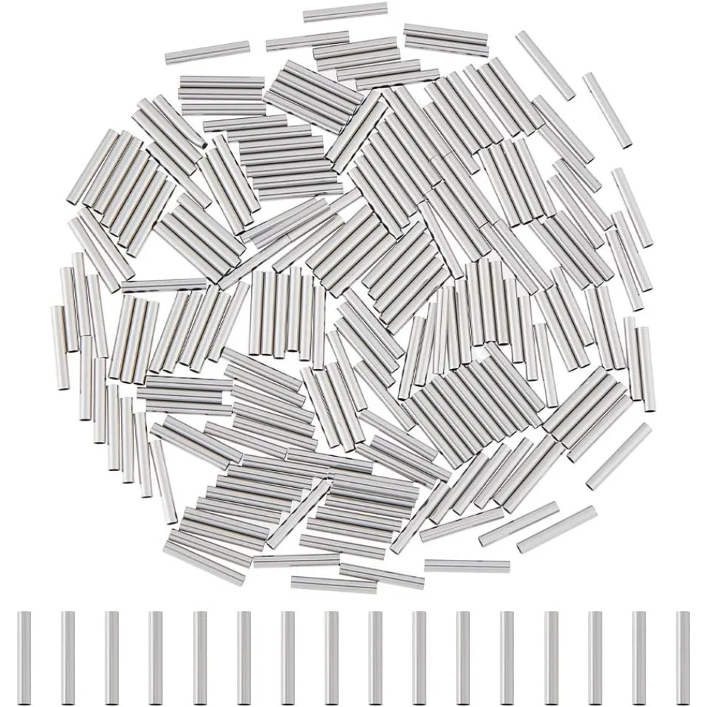 

200Pcs Long Metal Tube Beads Stainless Steel Tube Spacer Beads 10mm Long Straight Spacer Beads Long Noodle Tube Beads