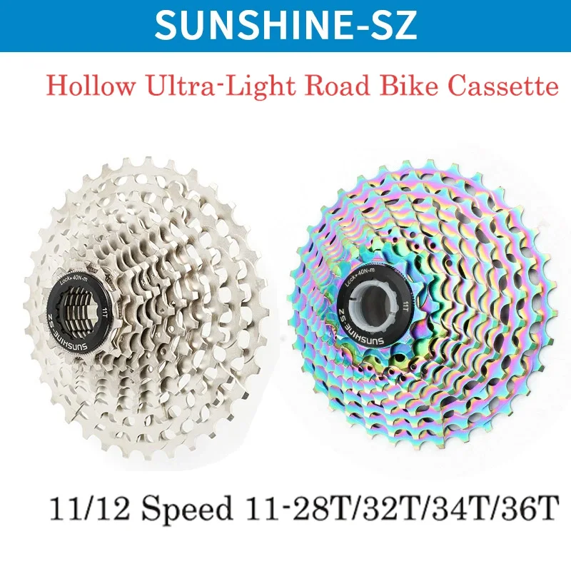 

Hollow Ultra-Light Road Bike Cassette 11/12 Speed 11-28/32/34/36T Colorful HG Bicycle Cassette SRAM Kit Single Mountain Bikes Bi