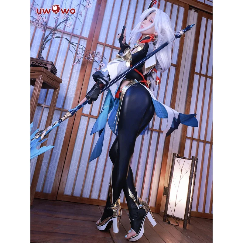 الدفعة الأخيرة أزياء UWOWO Shenhe التأثيرية لعبة Genshin Impact التأثيرية Liyue Cryo Shen He أزياء الهالوين وأعياد الميلاد