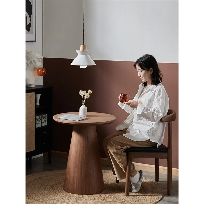 

Nordic simple round solid wood coffee table light luxury small apartment sofa side table household balcony coffee table modern s