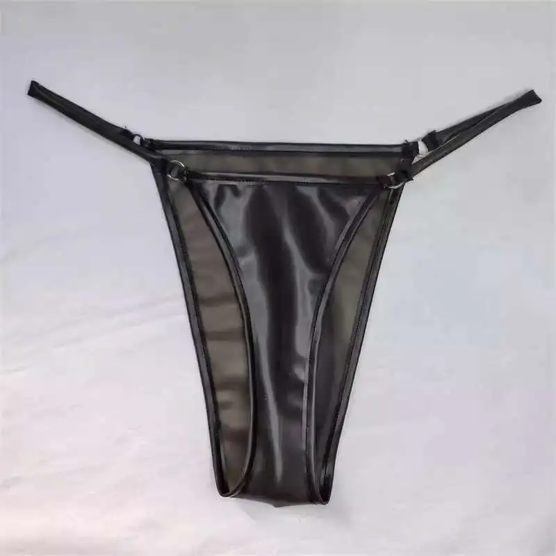 Latex Leather G String Underpants Men Lingerie Panties Waist76.6-100cm Crotch Length22cm Plus Size Underwear Sexy Briefs