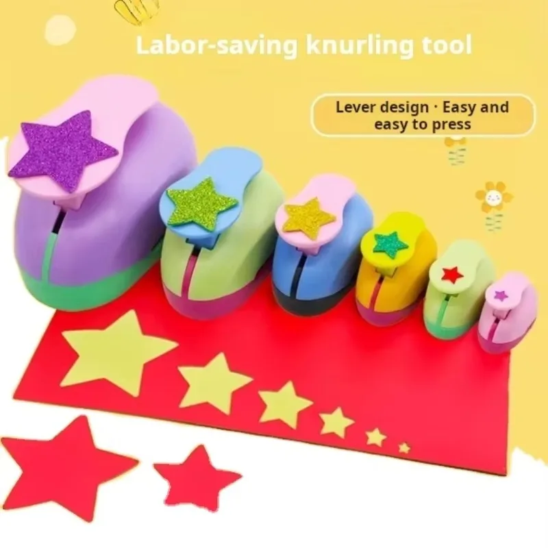 Children's Labor-Saving Star-Shaped DIY Punch Mold Round Punch Machine Tool for Crafting Holes S M L