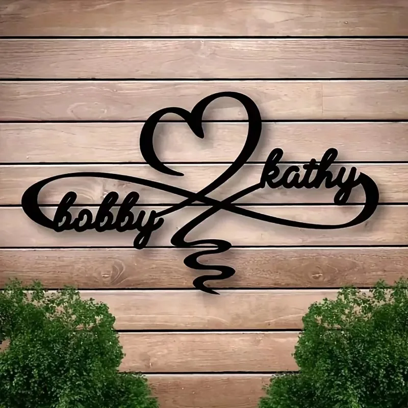 CIFBUY Custom Heart Infinity Metal Wall Art Iron Sculpture Mural Plaque For Personalized Wedding Anniversary Home Decor