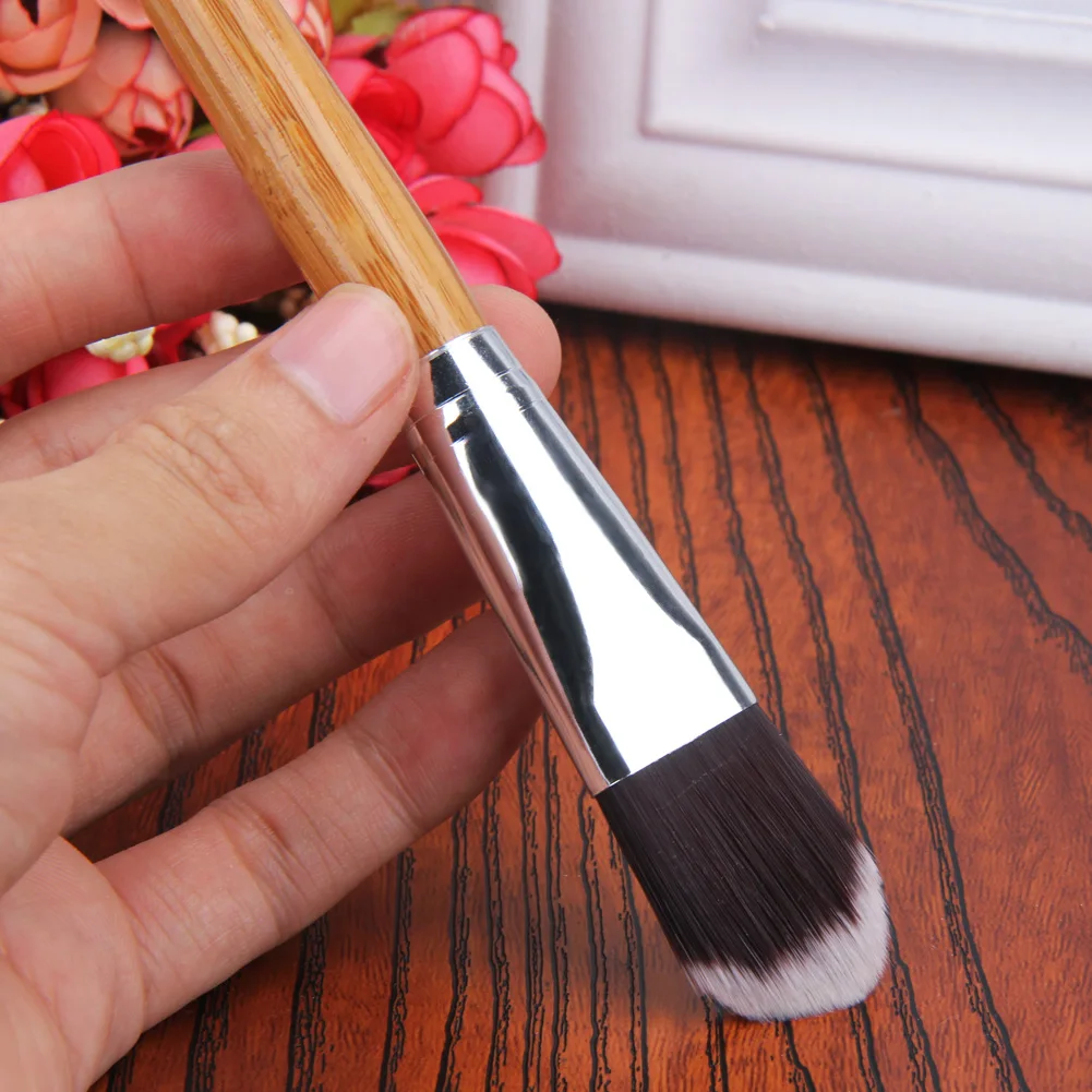 Powder Brushes Multifunctional Foundation Liquid Applicator Bamboo Handle Reusable Valentine Day Gift for Women Cosmetic Tool