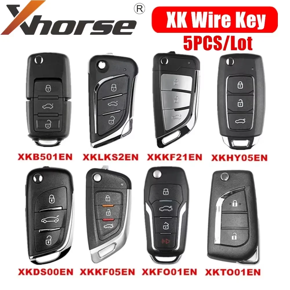 5PCS/LOT Xhorse XK Wire Remote Key XKB501EN XKLKS0EN XKKF21EN XKHY25EN XKDS20EN XKKF05EN XKFO21EN XKTO21EN