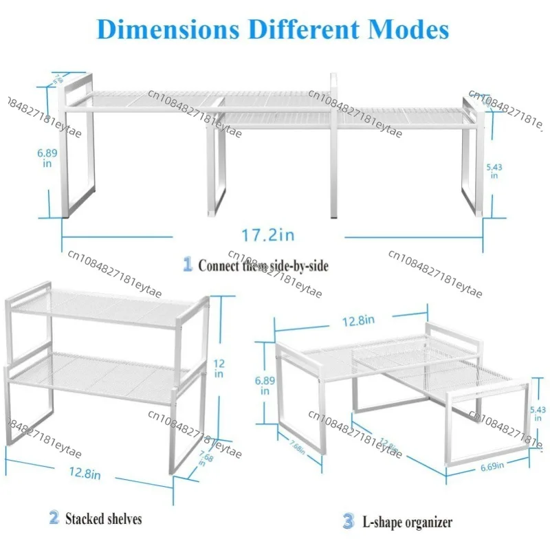 2 Piece Stackable Sturdy Metal Countertop Shelf Rack Kitchen Storage Organizer Cabinet Shelving Unit for Home Organization