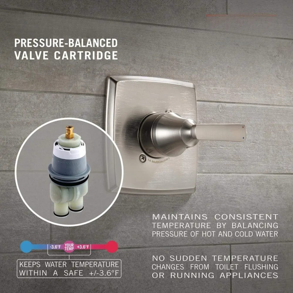 Faucet Single-Handle Tub and Shower Trim Kit, Shower Faucet with 5-Spray Touch-Clean Shower Head