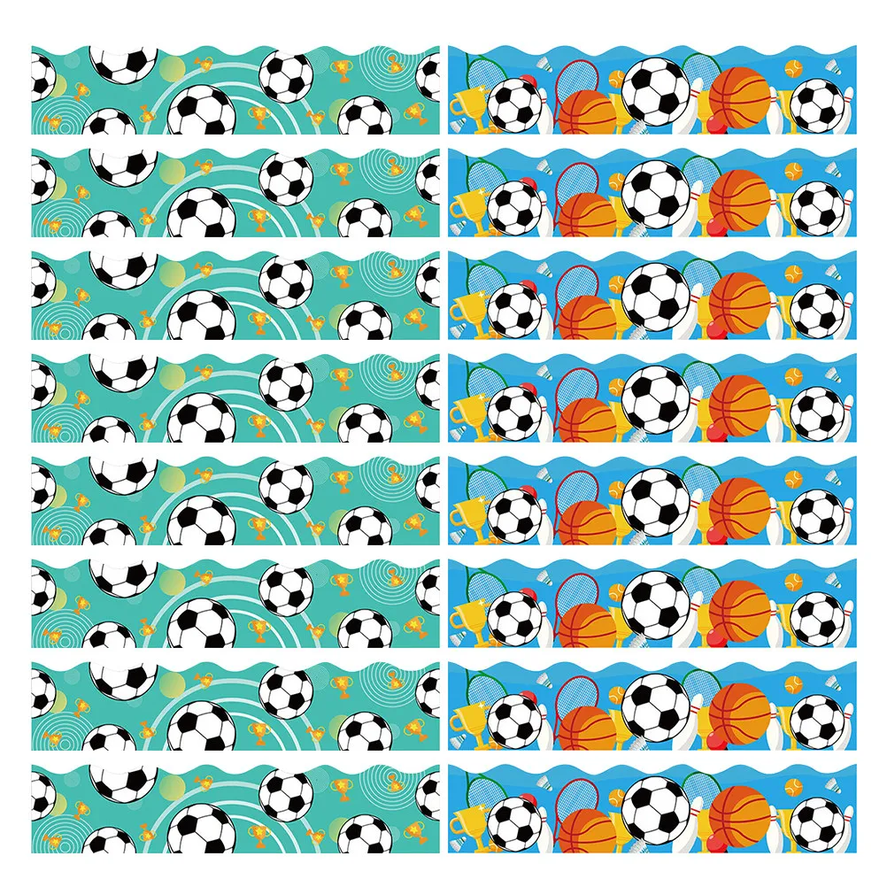 

60 Sheets Sports Ball Themed Bulletin Board Borders Stickers Football Basketball Soccer Volleyball for Classroom Walls Bulletin
