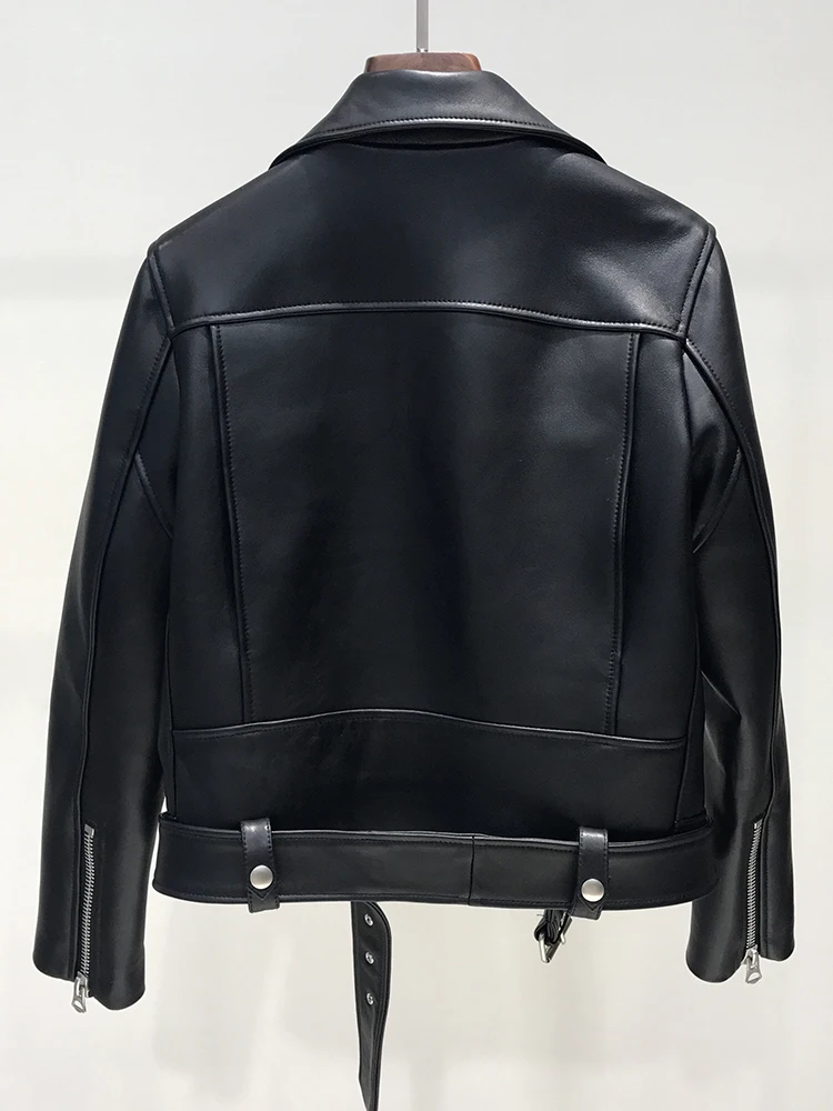 FTLZZ New Autumn Women Pu Leather Jacket Woman Zipper Belt Short Coat Female Black Punk Bomber Faux Leather Outwear