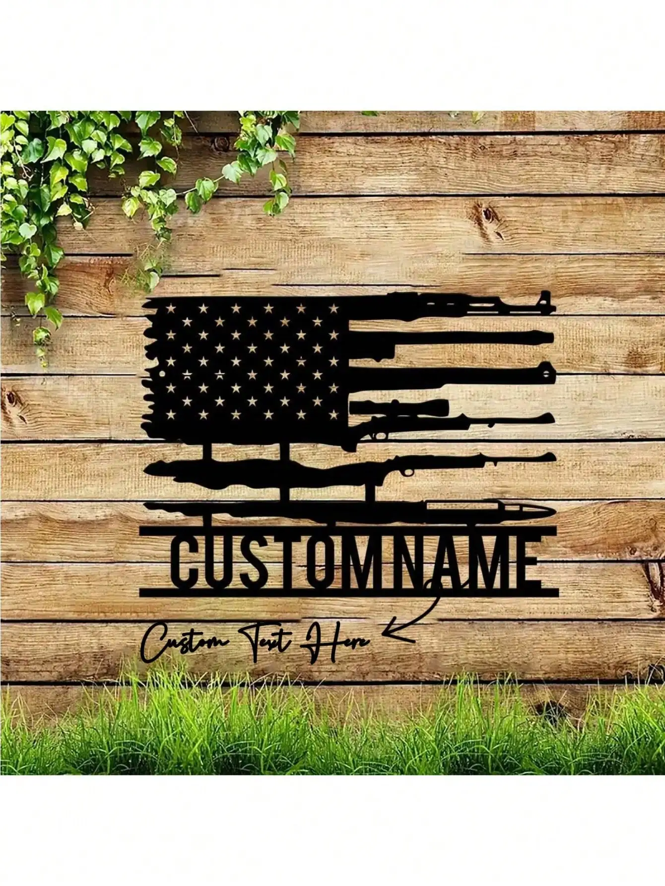 

Custom American Flag Metal Art 2nd Amendment Name Sign Home Patriotic Wall Decor