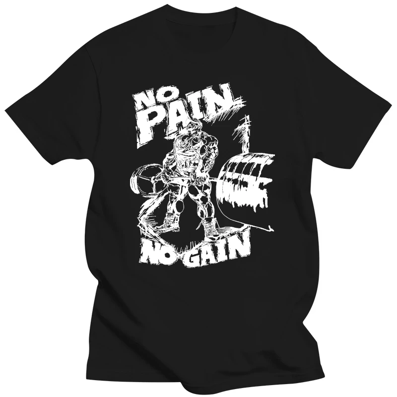 Camiseta Tshirt Negra Gymnasium No Pain No Gain Gimnasio Entrenamiento 034494