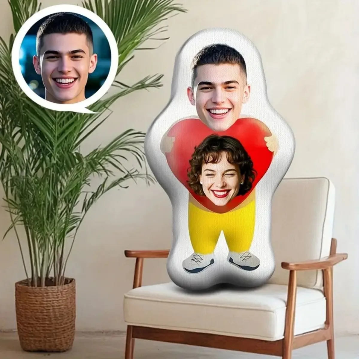 Personalized Photo Plush Pillow - Customized Gifts in the Shape of a Human Face with Your Photo, Funny and Fun Gifts