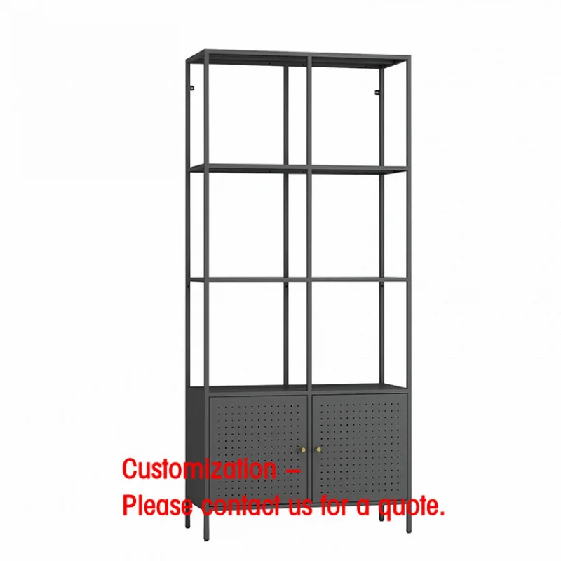 custom.Home Office Furniture Modern Black White Metal Bookshelf 4 Shelf Storage Organizer Book Shelf Bookcase With 2 Door