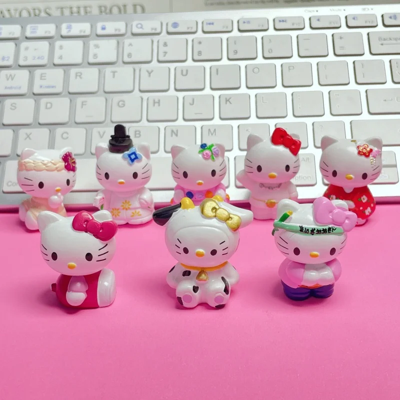 

Sanrio Hello Kitty Decoration Doll Anime Figure Cute Toy Q Figurals Anime Action Cars Desk Cake Decoration Models Children Gifts