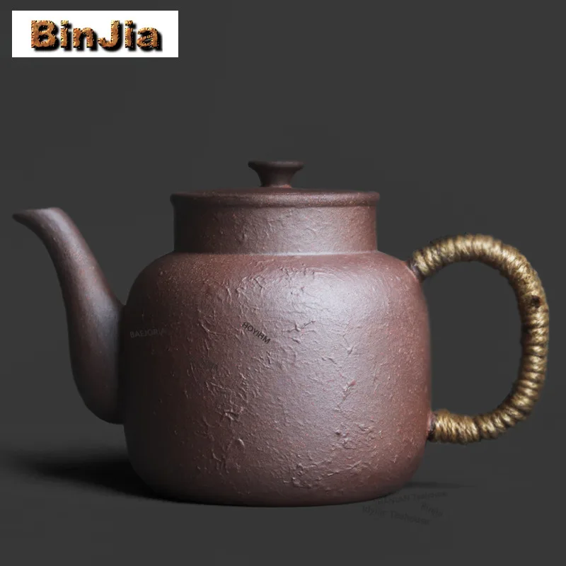 830ml Old Rock Mud Right Boiling Water Kettle Aesthetic Large Capacity Tea Maker Pot Yellow Rice Wine Kettle Teaset Accessories