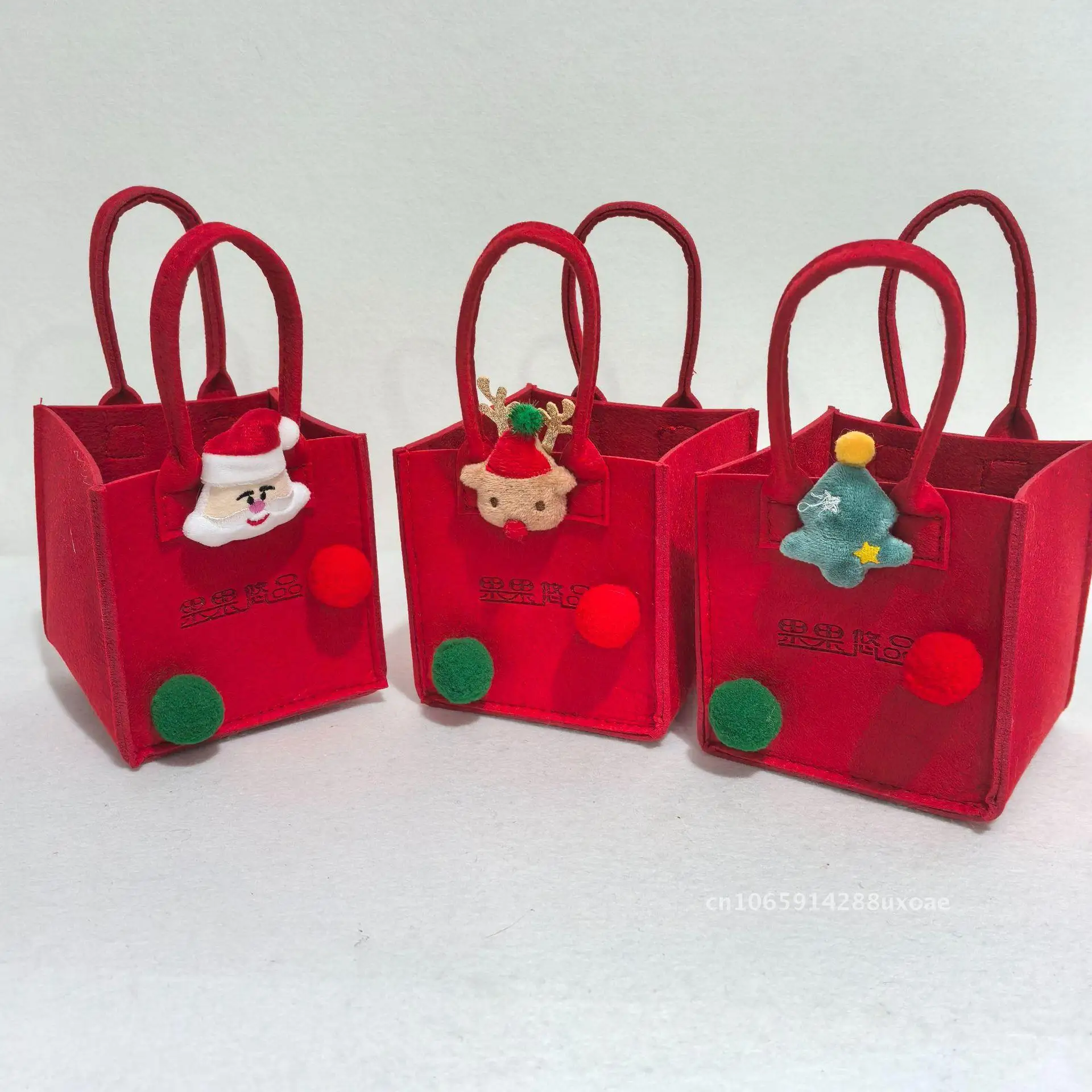 

New Christmas Felt Tote Bag Christmas Eve Apple Candy Tote Bag Packing Felt Cartoon Gift Bag