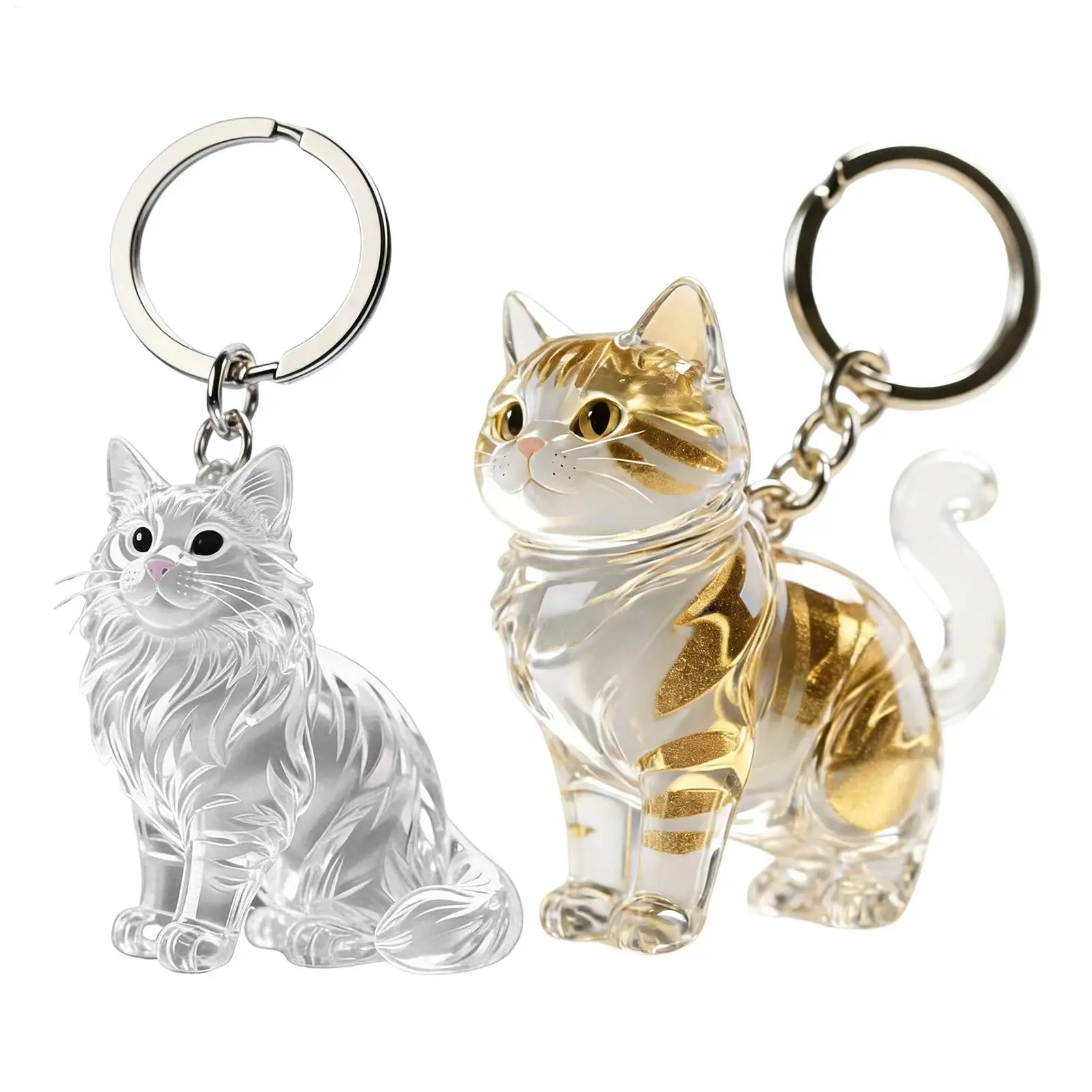 Cat Hair Storage Keychain Bag Pendant Transparent Pet Hair Keepsake Cat Shape Clear Pendant Portable Pet Hair Keepsake charm