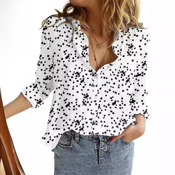 

Long Sve Button up irt Women's Loose Fit Polyester Fiber irt Polyester Fabric Non Deformable Summer Printed irt