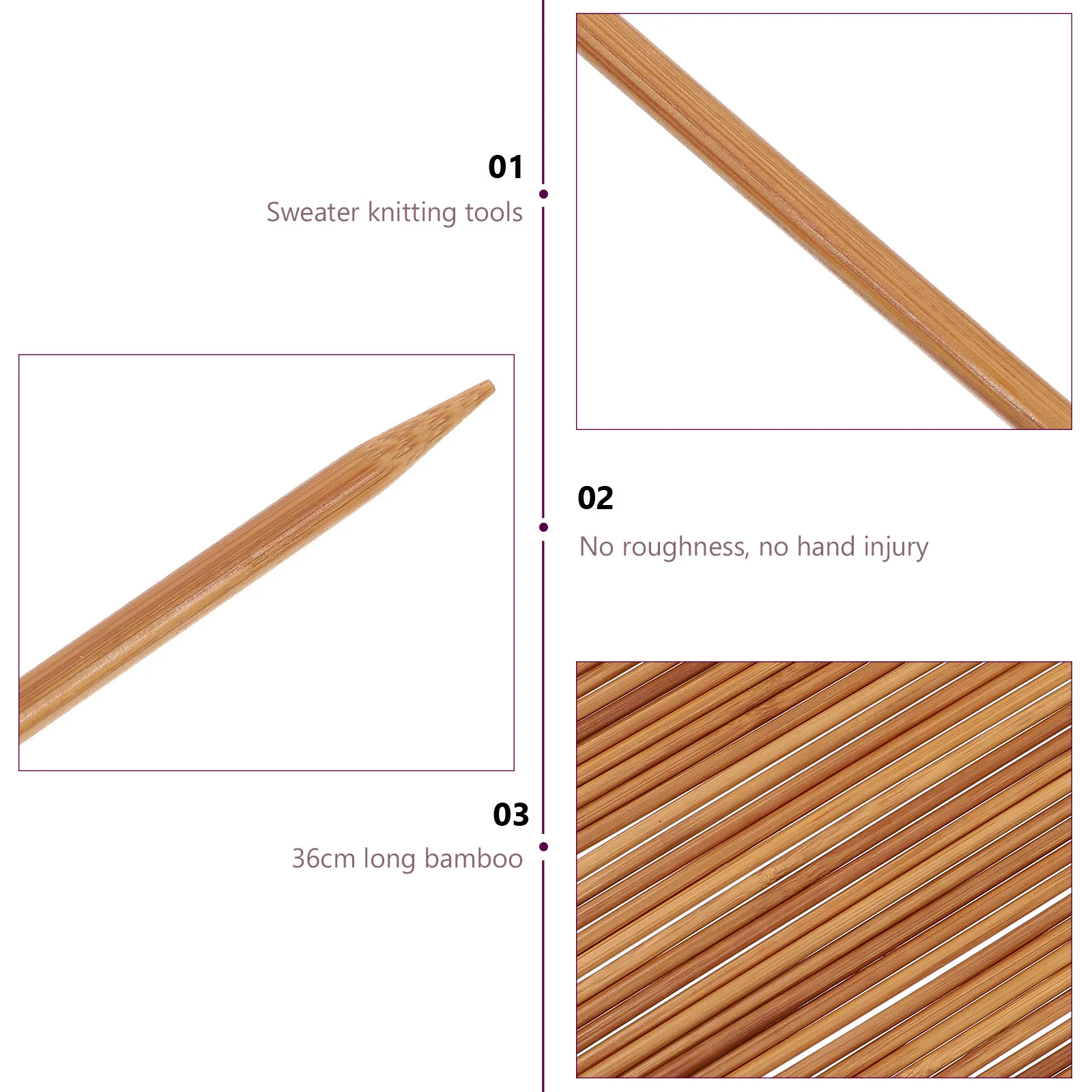 

40Pcs Knitting Needles for Home DIY Handmade Weaving Needles Smooth Polished Bamboo Sticks for Sweater Coat Tippet Crafting