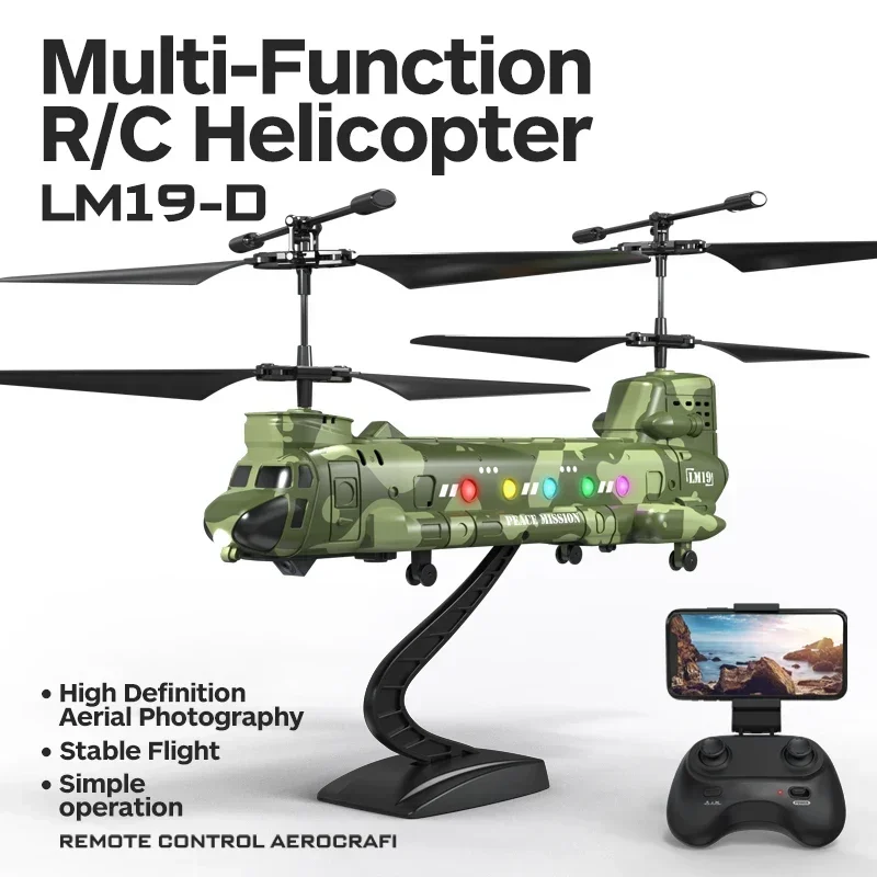Rc Helicopter with Camera Remote Control Plane Aerial Photography Airplane with Light Electric Model Toy Children Gift LM19-D