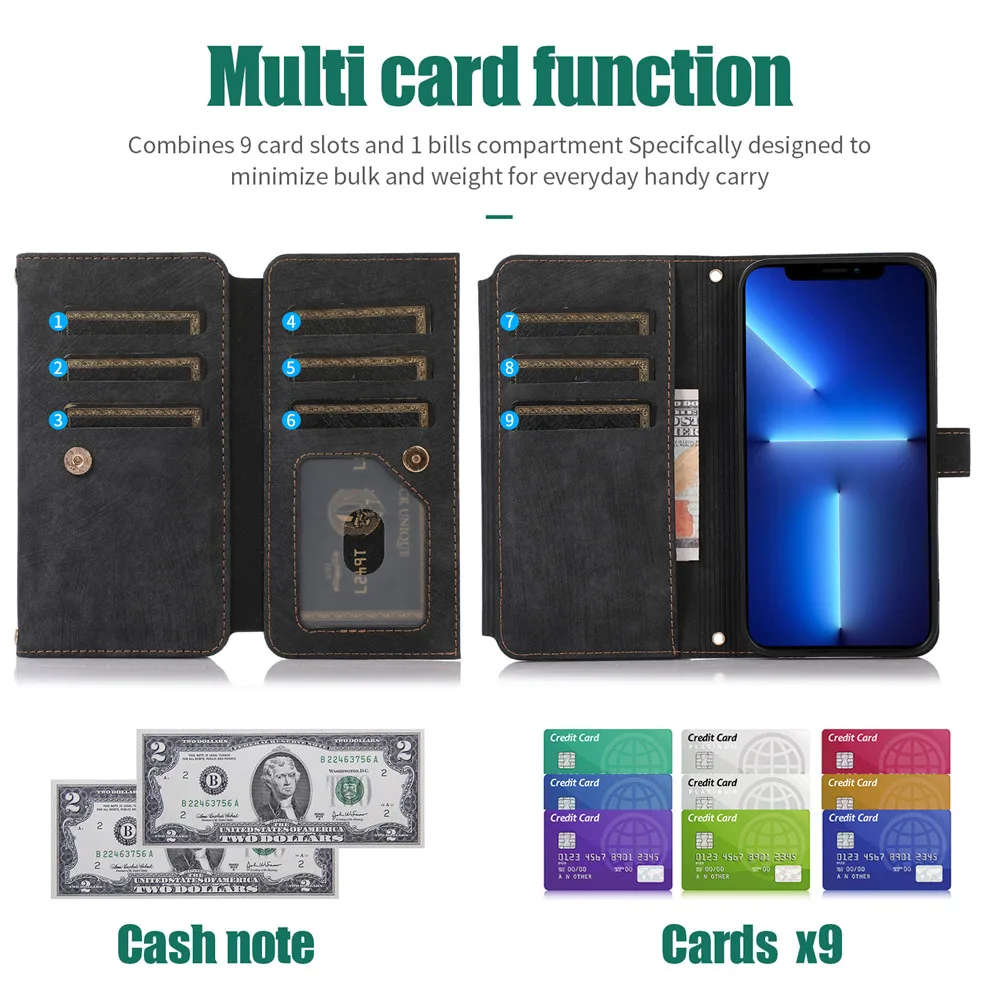 P30Lite P30 P20 P 20 Pro Flip Case Luxury Leather Multi 9-Card Slot Zipper Etui For Huawei P30 Lite Wallet Cover Honor 20s Funda