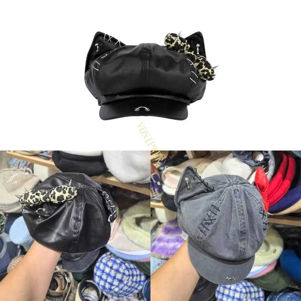 

Японская заклепка с шипами hat girl cabbie caps fashion -е годы восьмиугольные шляпы Женщины Череп Кепс Девушка D08E