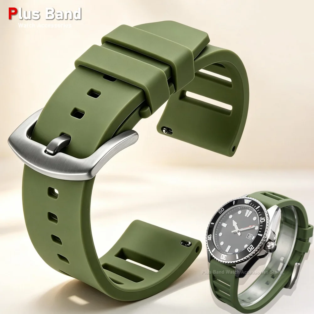 20mm 22mm Silicone Watch Strap for Seiko for Huawei for Samsung Galaxy for Longines Replacement Watchband Quick Release Bracelet