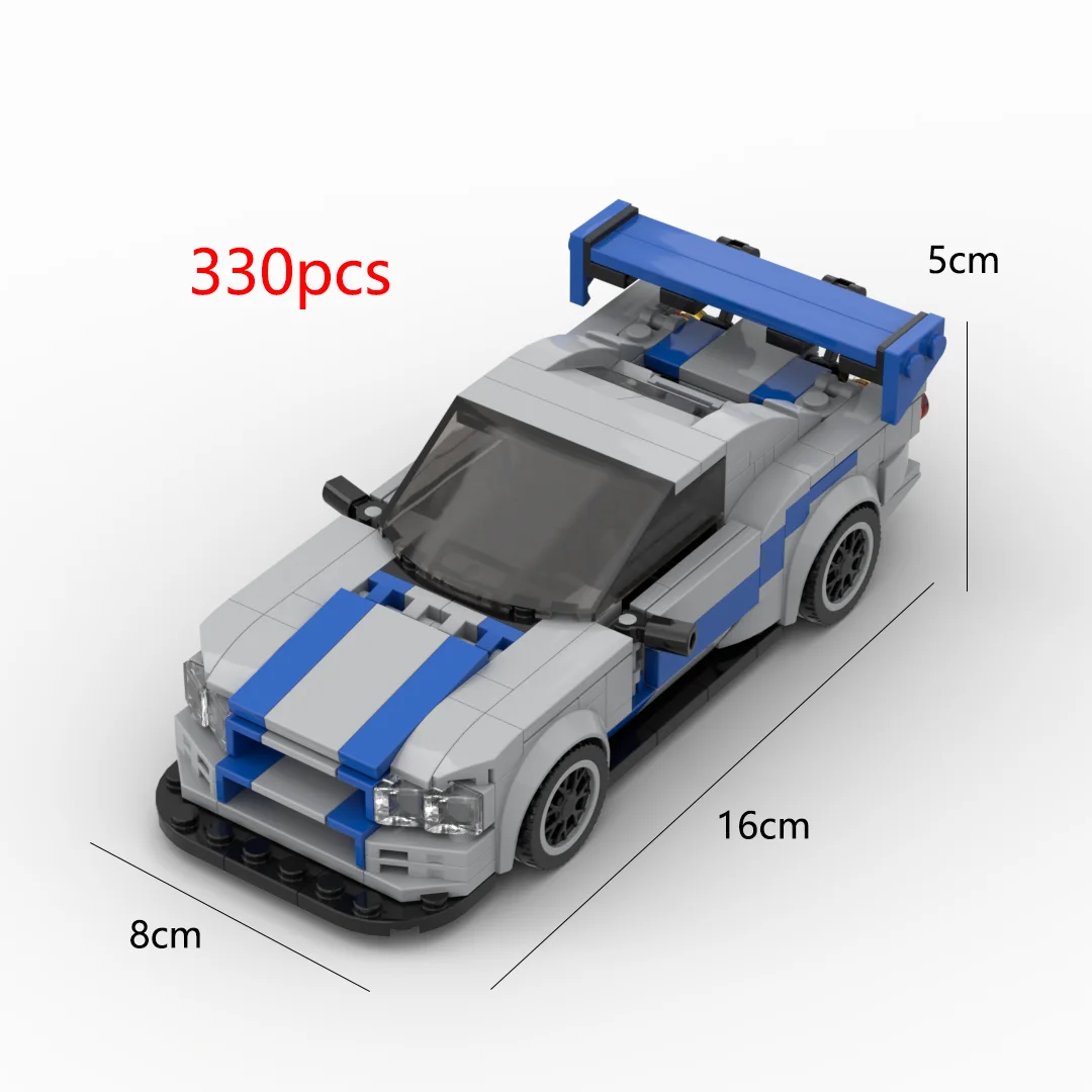 MOC GTR R34 330pcs Assembled Skyline Series Building Block Speed Champion Sports Car Model Creative Boy Assembly