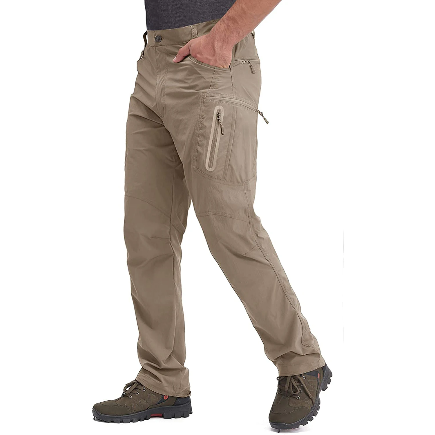 Summer Lightweight Trousers Mens Tactical Fishing Pants Outdoor Hiking Nylon Quick Dry Cargo Pants Casual Work Trousers