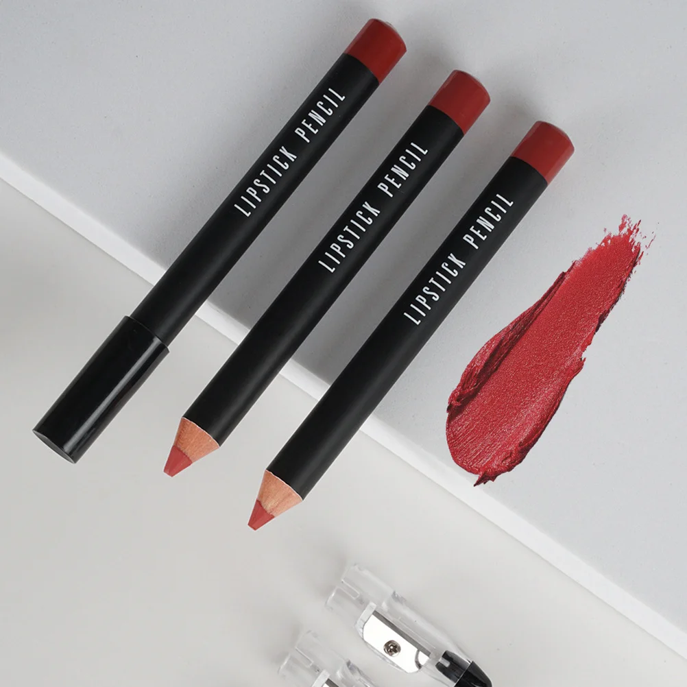 Lápices delineadores de labios para mujer, 2 uds., acabado mate, lápiz labial de larga duración, a prueba de manchas, aspecto Natural, fácil de sujetar, barril de madera