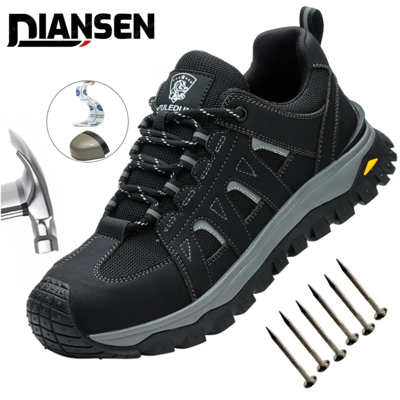 

Дышащие рабочие ботинки со стальным носком для мужчин, защитные кроссовки от ударов, идеально подходят для походов, работы на складе, в горнодобывающей промышленности и тяжелых промышленных работах