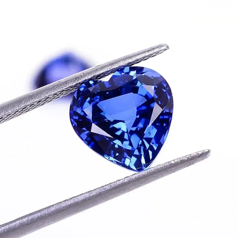 

Lab Grown Sapphire Royal Blue Color Heart Shape Charm Gemstones for Diy Jewellery Making Materials Selectable AGL Certificate