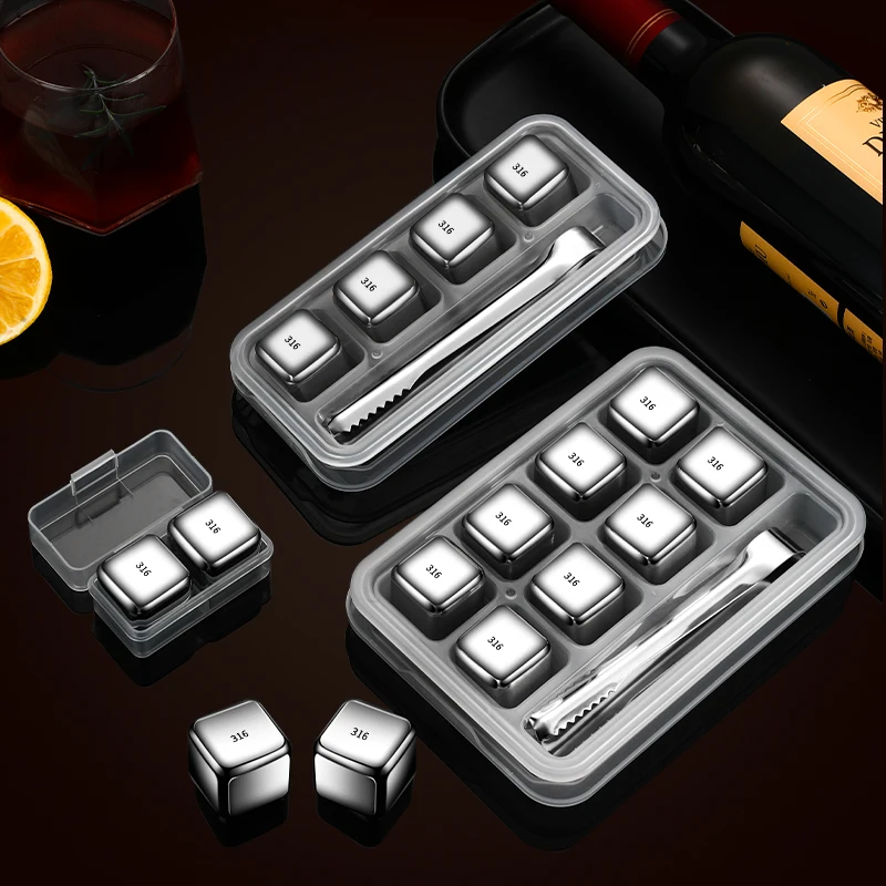 304 stainless steel household food grade ice tray quick-frozen metal ice cubes square beer water drink ice whiskey ice cubes