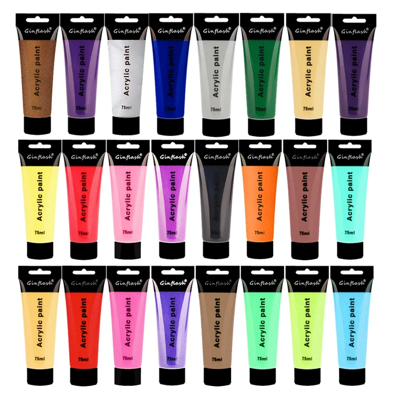 

Ginflash 75M12/24 цвета 75 мл/тюбик Набор акриловых красок Ручная роспись настенная живопись текстильная краска цветная водостойкая