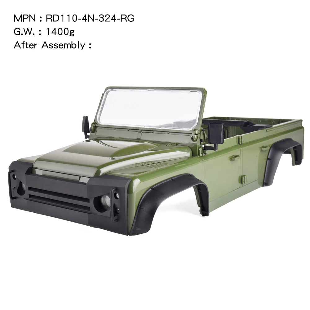 RC Dream RD110 Wild-Defender 324mm Hard Rc Shell - ترقية لاقط كابينة واحدة ببابين لـ TRX4/TRX-4 Defender Bronco