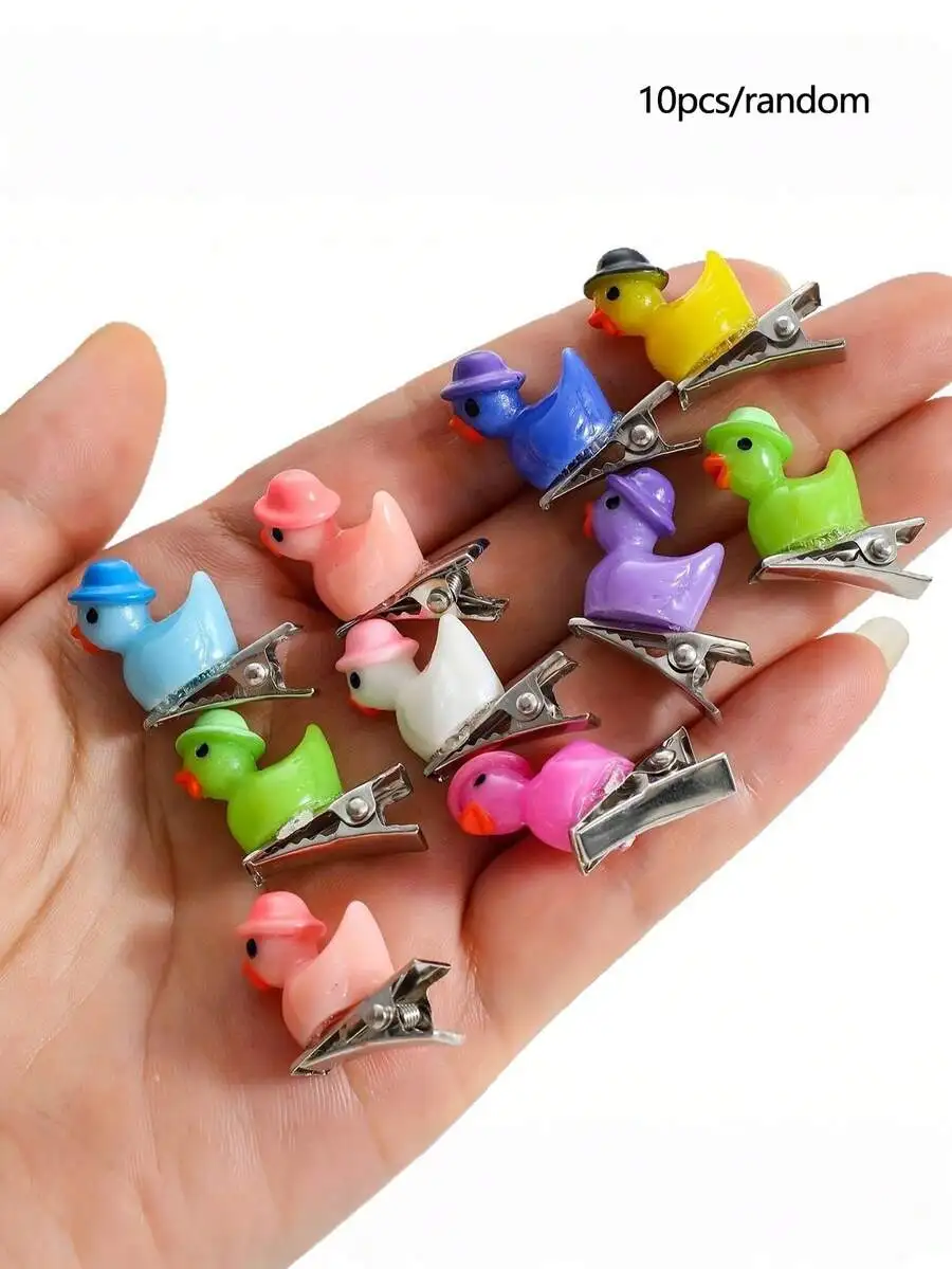 

10Pcs Colorful 3D Mini Duck Hair Clips Cartoon Animal Hair Accessories For Women