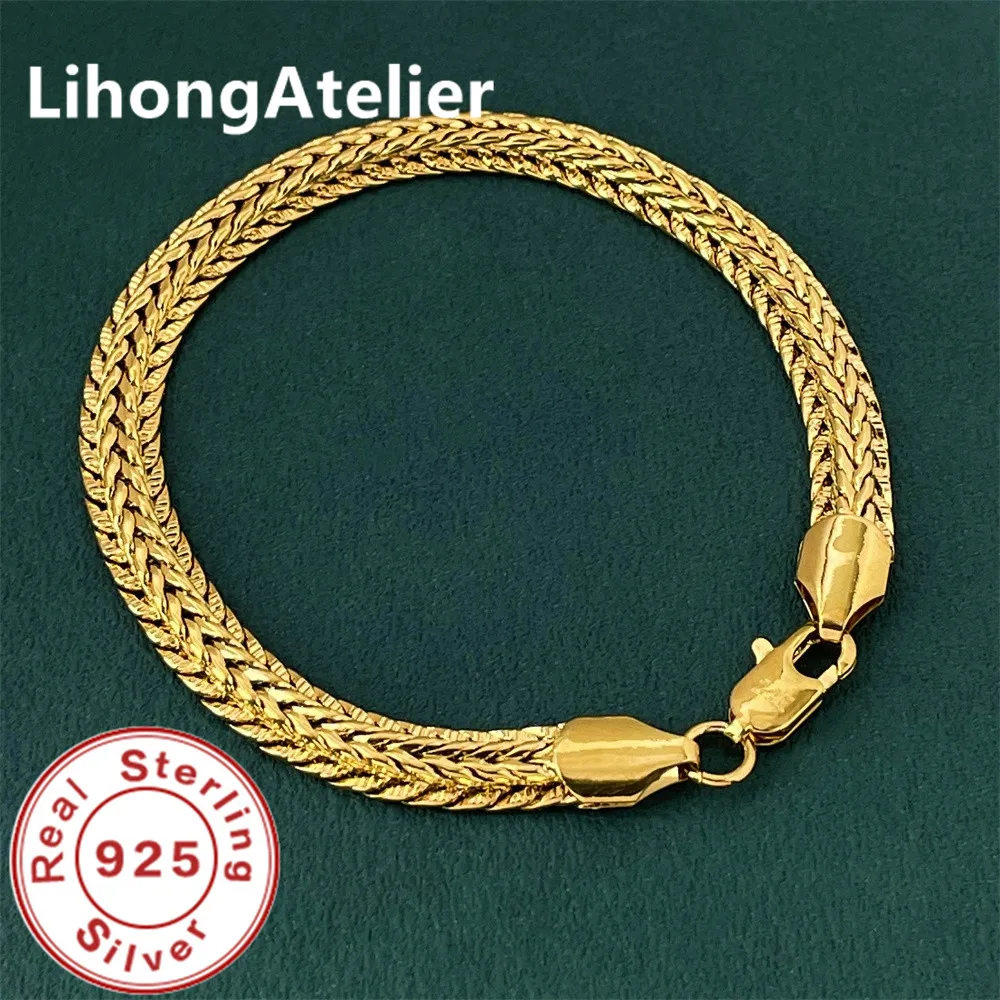 

Модный браслет из стерлингового серебра 925 пробы, позолоченный браслет с драконом 6 мм для женщин и мужчин, вечерние свадебные украшения, подарок