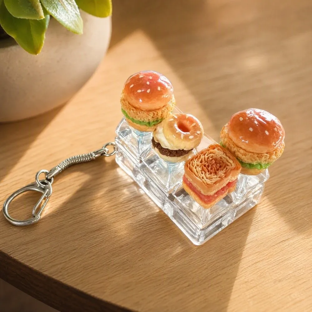 Cute Glow Design Decompression Button Simulation Keyboard Burger Sandwich Mini Keyboard Pendant Luminous Transparent Dual-Tone