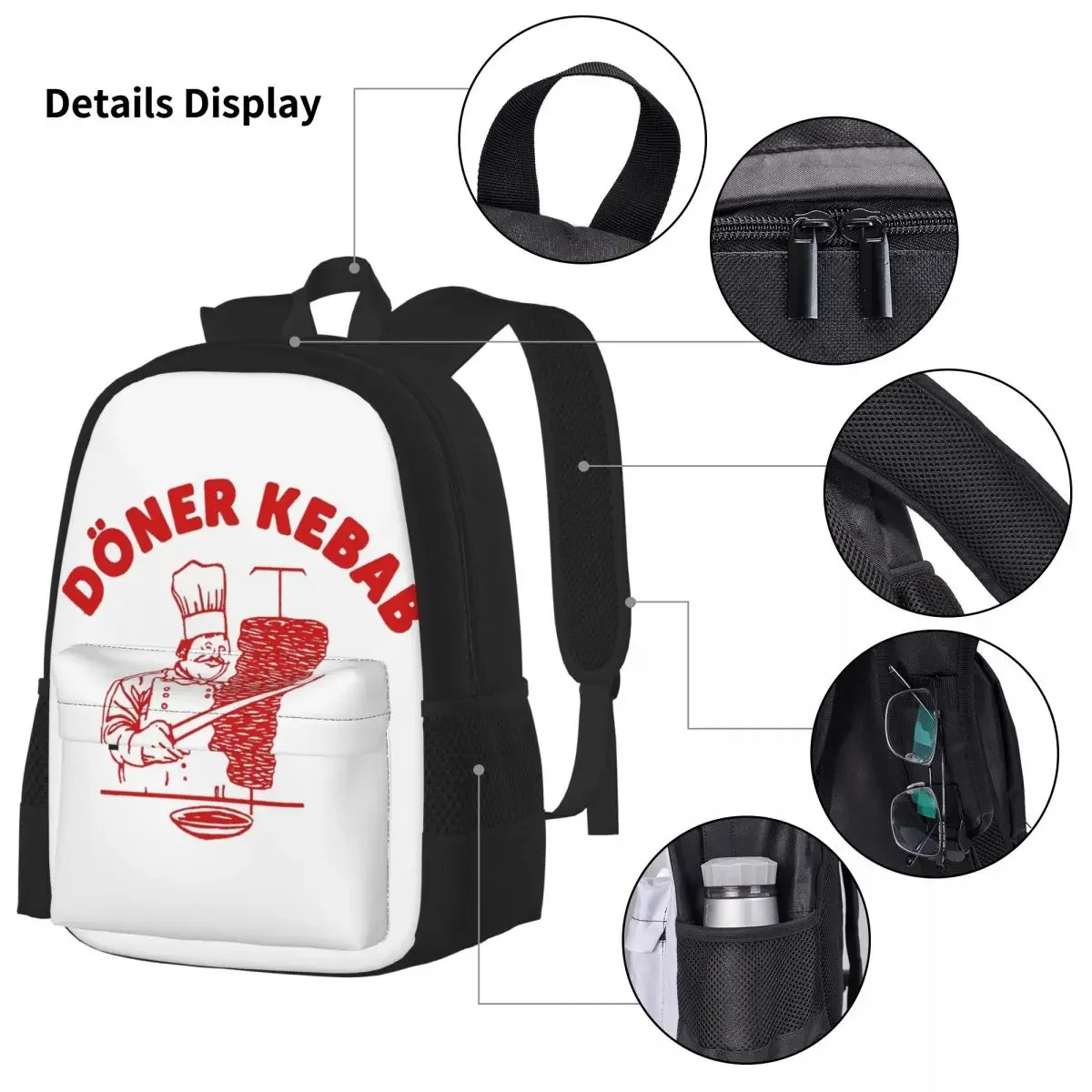 DONER KEBAB Backpacks Boys Girls Bookbag Students School Bags Cartoon Kids Rucksack Lunch Bag Pen Bag Three-Piece Set