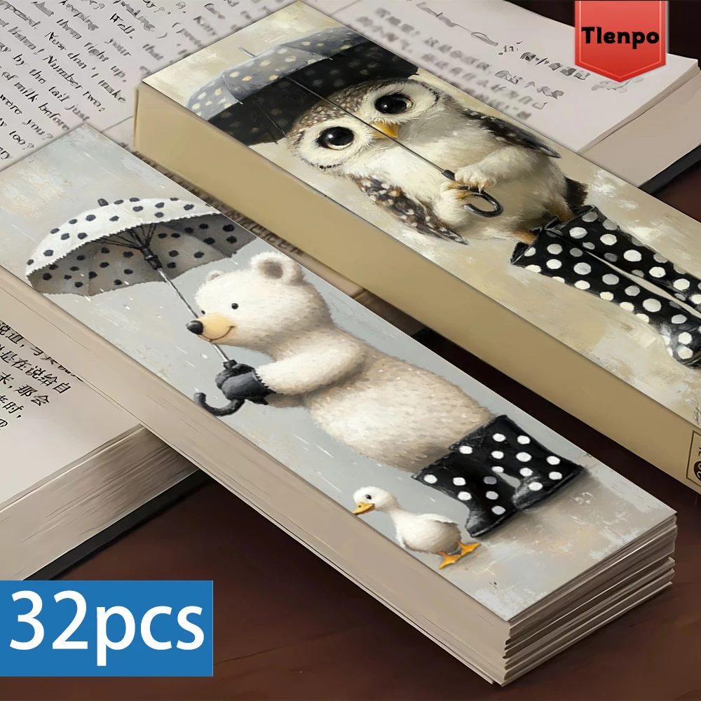 32 Stück, Lesezeichen aus der Animal Umbrella-Serie, Weihnachten, Lehrergeschenk, Geschenke zum Schulanfang, kreative künstlerische Designs