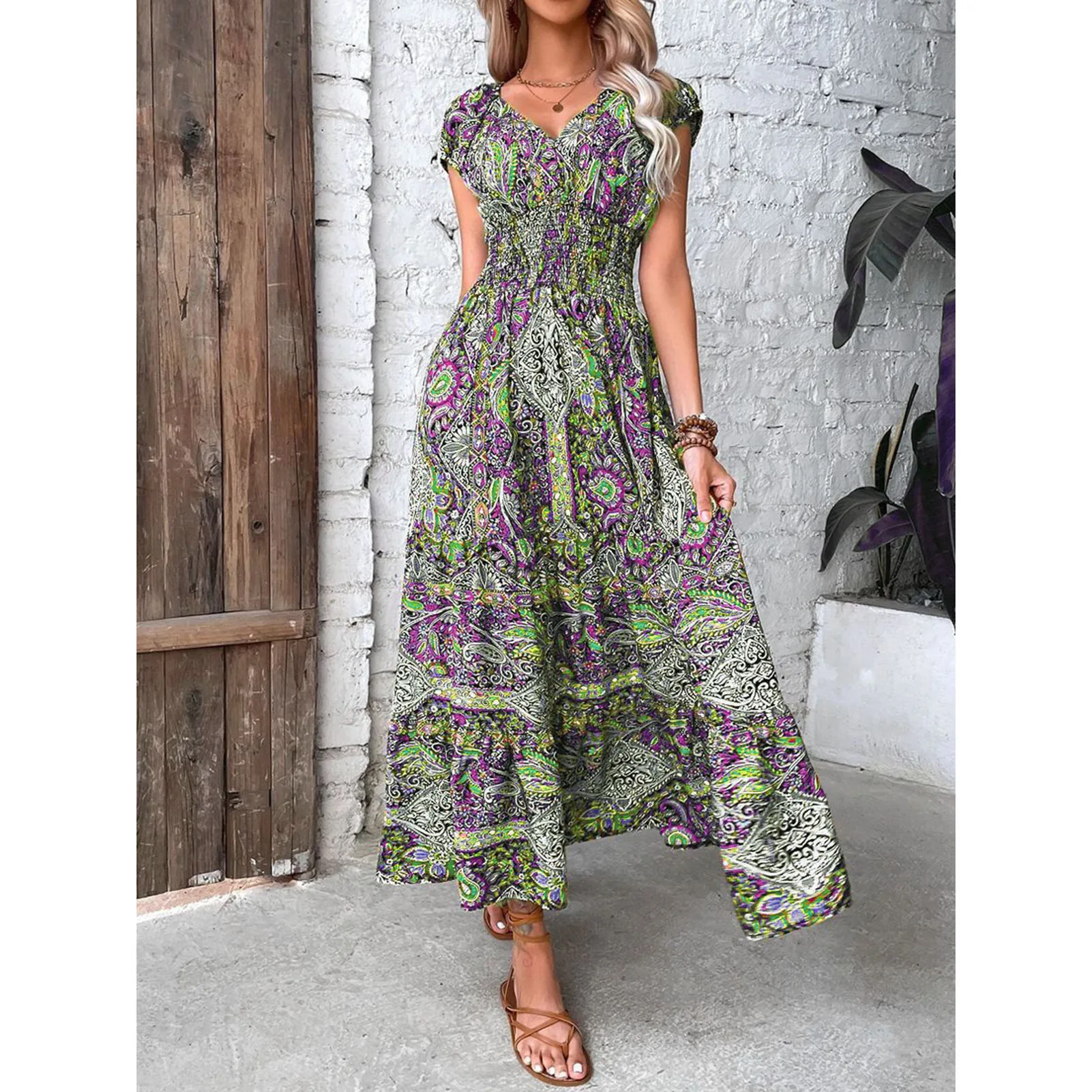 Women's Loose Bohemian Dress Lady Summer Beach Maxi Dress Suitable for Going Beach Side Wear