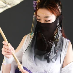 Elegant Antiek Hanfu Chiffon Sluier Gezichtsbedekking Beschermingsmasker Oude Chinese Hanfu Kostuum Vrouwen Cosplay Accessoires Party Sluier