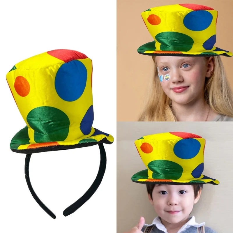 

Adult Kids Funny Clown Headband Men Women Halloween Dress Up Cosplay Decoration Top Hat Hair Hoop Birthday Party Photo Props