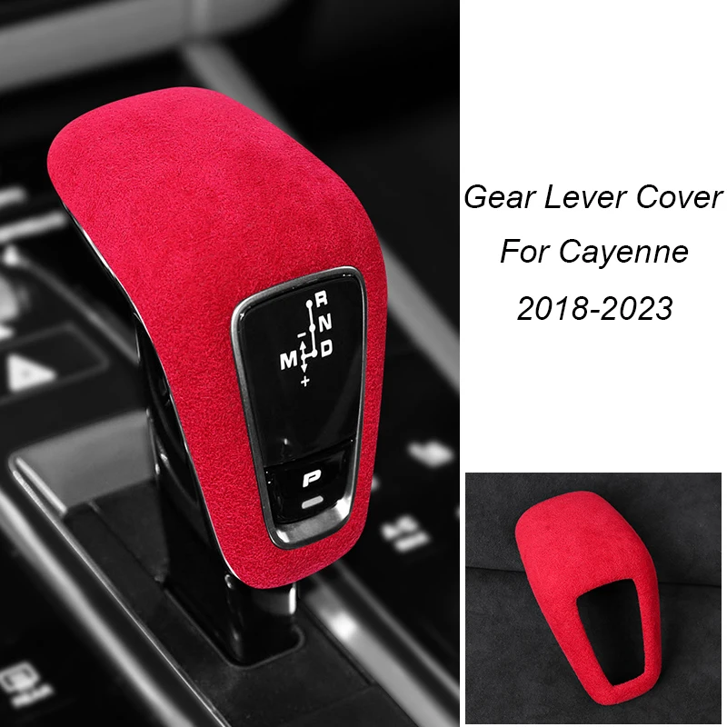 For Porsche Cayenne 9ya 2018-2022 2023 Suede Car Gear Shift Knob Trim Shell Gears Head Lever Cover Sticker Interior Accessories