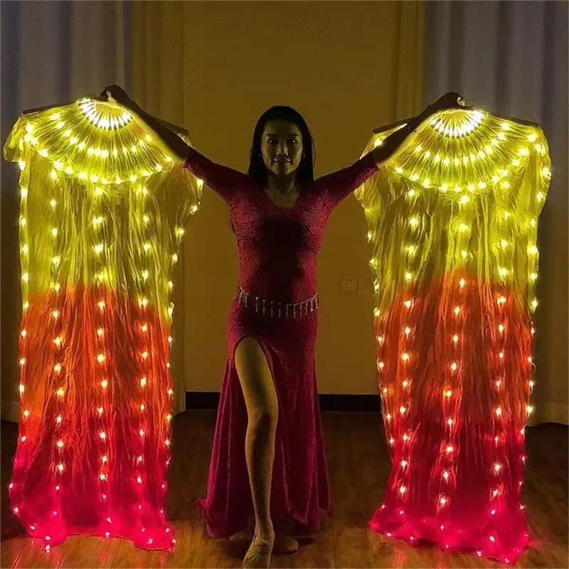 Right Hand Belly Dance Fan LED Illuminated Dancing Fan 1PC for Artistic Stage Performances and Special Occasions